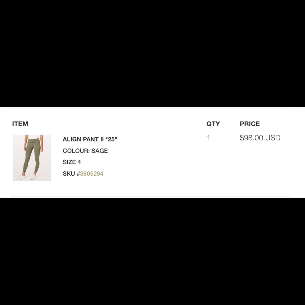 Lululemon align 25” sage size 4